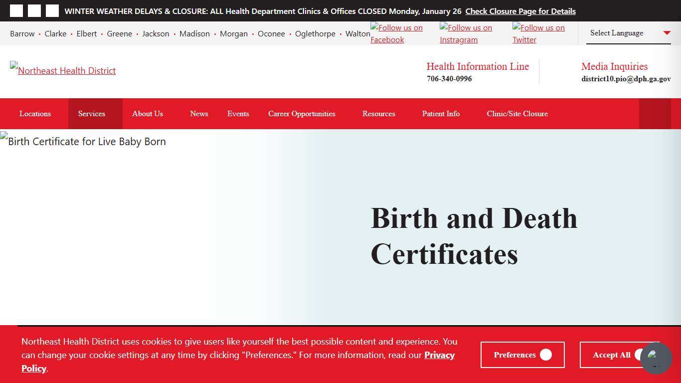 Birth and Death Certificates - Northeast Health District